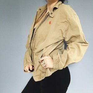 Khaki linen Ralph Lauren polo bomber jacket